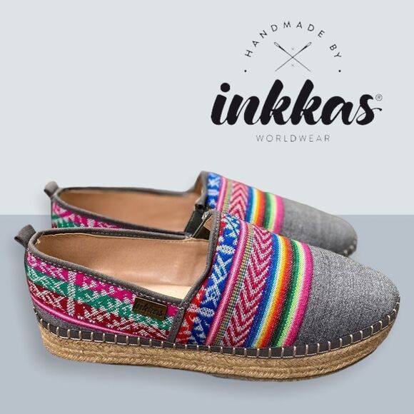 NIB Inkkas "Slate" Espadrille Platform Loafers 6 7 - Picture 2 of 6